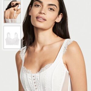Coconut White Lace Unlined Corset Bra Top victoria secret